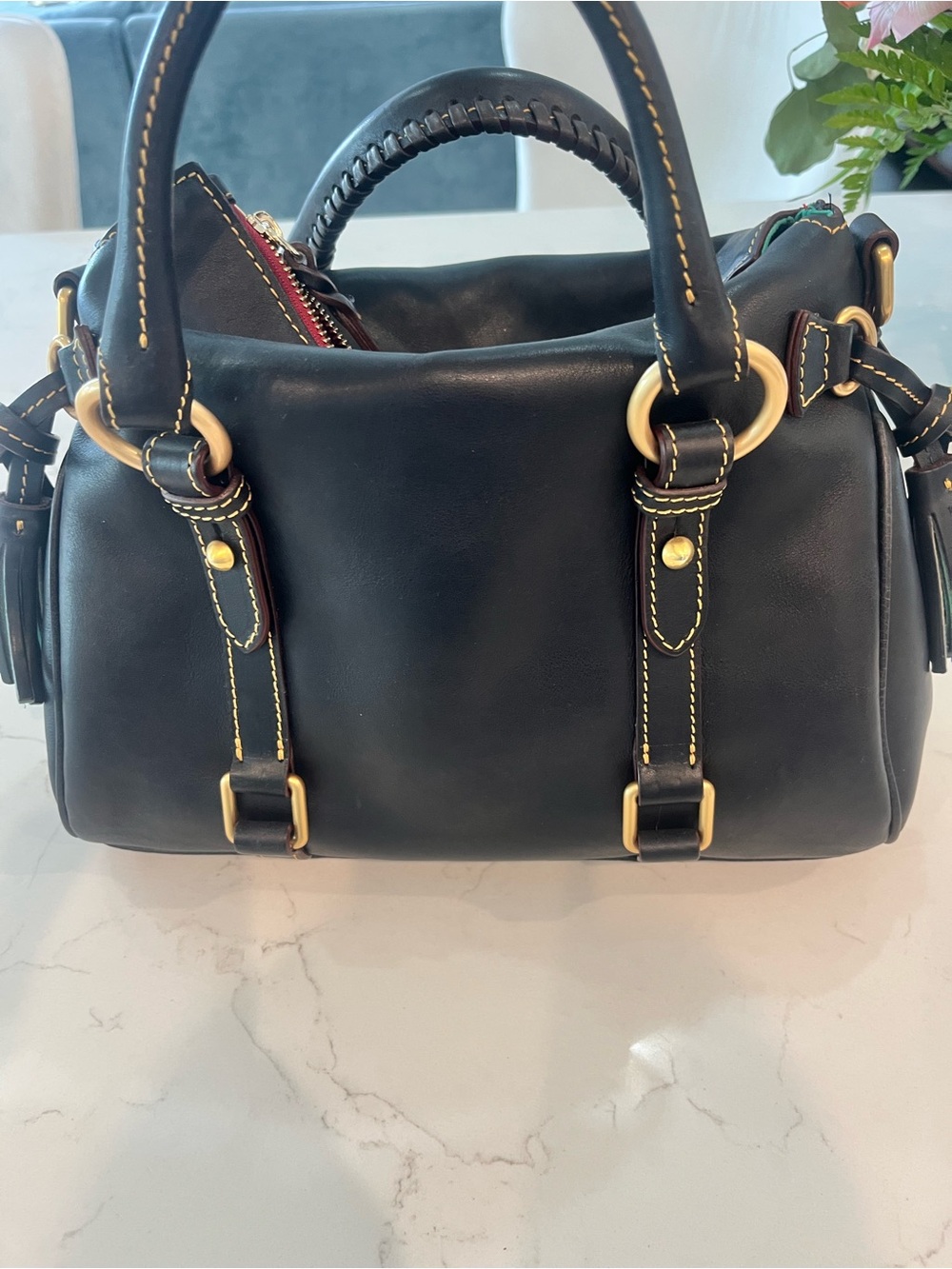 Dooney & Bourke navy Florentine Leather Satchel never used NEVER USED (gift) - Picture 7 of 10